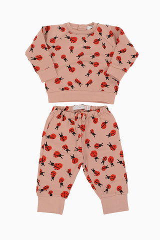 ladybug- print Sweatshirt and Jogger Pant Set