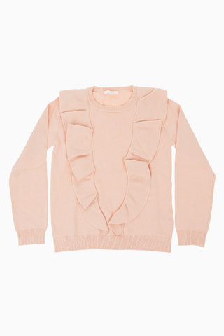 Maglia in cotone e cashmere con Balze