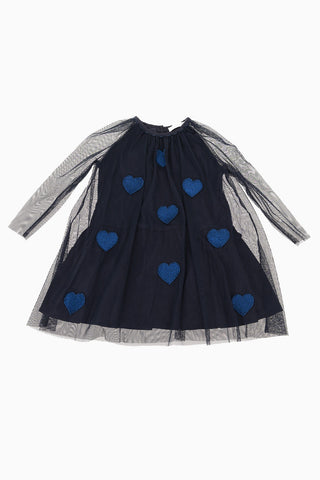 Tulle Dress with Heart Embroidered
