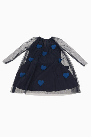 Tulle Dress with Heart Embroidered