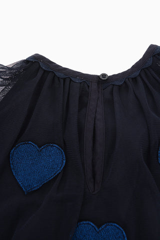 Tulle Dress with Heart Embroidered