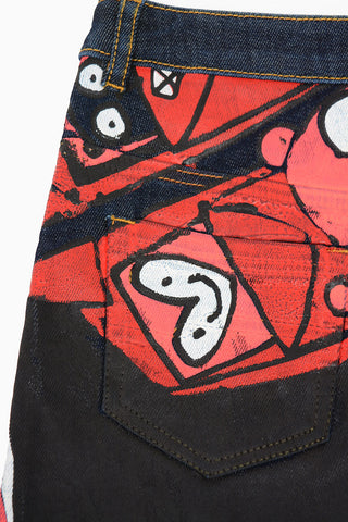 Stretch Denim Printed Skirt