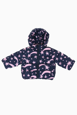 Stars-Print Puffer Jacket with Hood