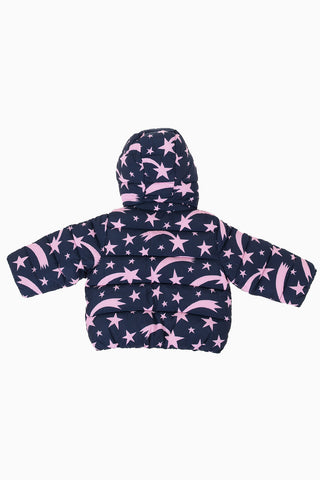 Stars-Print Puffer Jacket with Hood