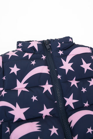 Stars-Print Puffer Jacket with Hood