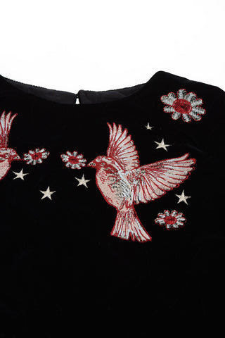 Embroidered Velvet GEORGINA Dress