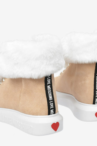 LOVE Suede Leather RUNNING Sneakers with Faux Fur