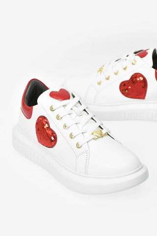 LOVE Leather RUNNING Sneakers with Sequined Heart