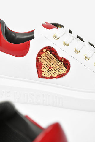 LOVE Leather RUNNING Sneakers with Sequined Heart