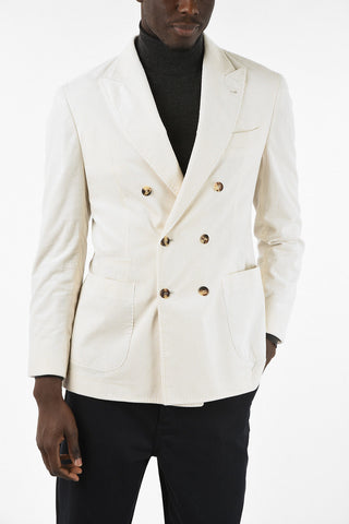 Corduroy Double-Breasted Blazer With Two back vents.