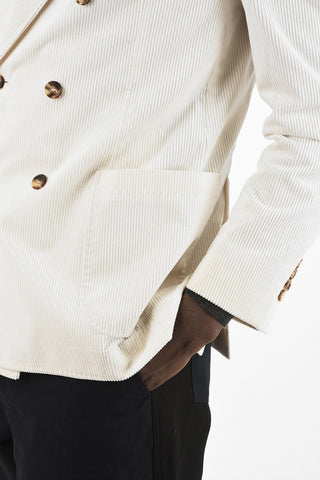Corduroy Double-Breasted Blazer With Two back vents.