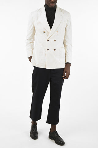 Corduroy Double-Breasted Blazer With Two back vents.