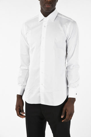 graph check spread collar cufflink shirt