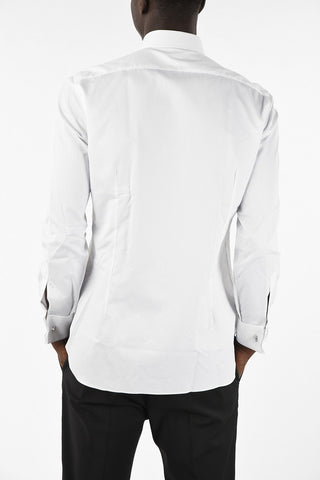 graph check spread collar cufflink shirt