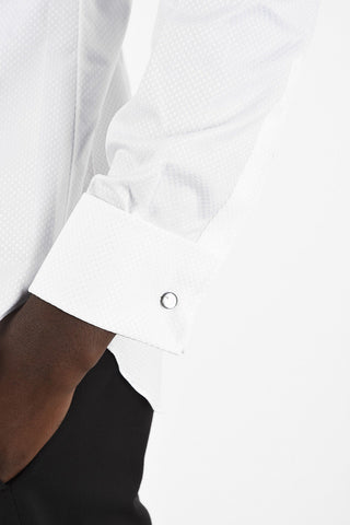 graph check spread collar cufflink shirt