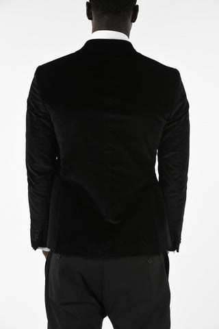 Velvet Double-Breasted Blazer