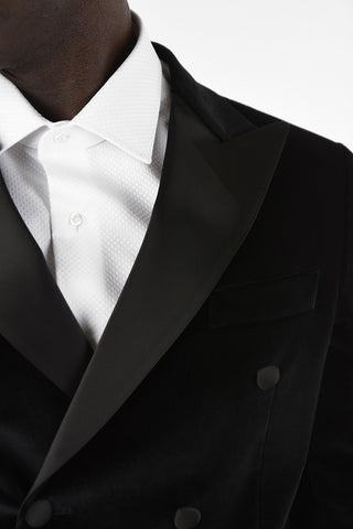 Velvet Double-Breasted Blazer