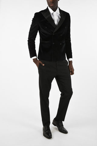 Velvet Double-Breasted Blazer