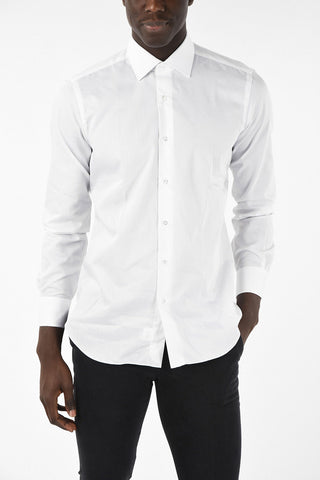 spread collar edge trim cuff shirt