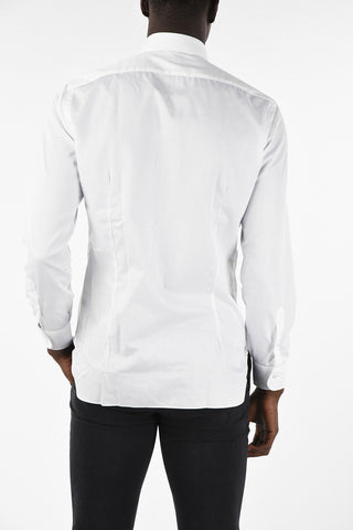 spread collar edge trim cuff shirt