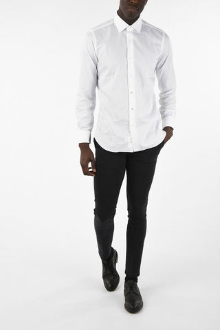 spread collar edge trim cuff shirt