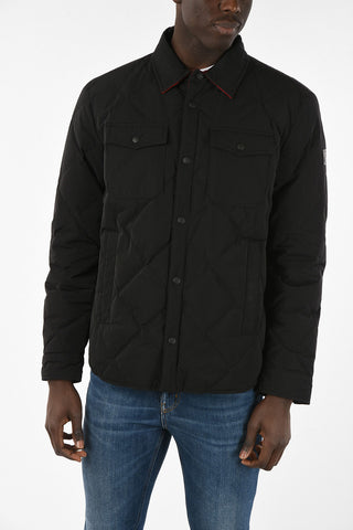 Reversible Down Jacket with Inner Tartan and Snap Buttons