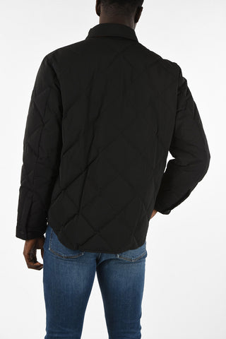 Reversible Down Jacket with Inner Tartan and Snap Buttons