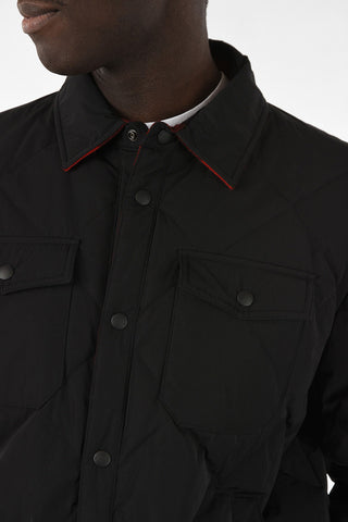 Reversible Down Jacket with Inner Tartan and Snap Buttons