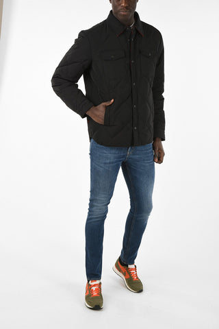 Reversible Down Jacket with Inner Tartan and Snap Buttons