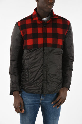 Reversible Down Jacket with Inner Tartan and Snap Buttons