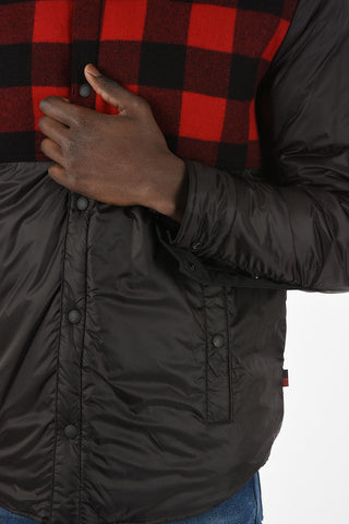 Reversible Down Jacket with Inner Tartan and Snap Buttons