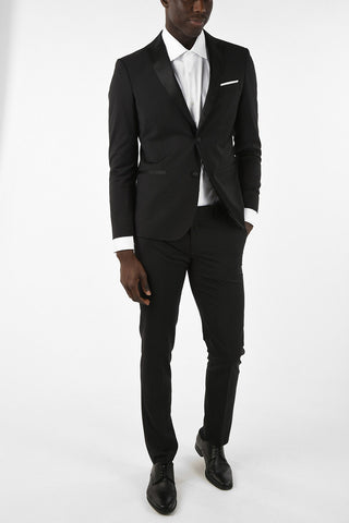 Virgin Wool Two Button Suit Wit Peaked Lapel 