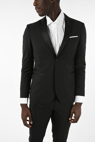 Virgin Wool Two Button Suit Wit Peaked Lapel 