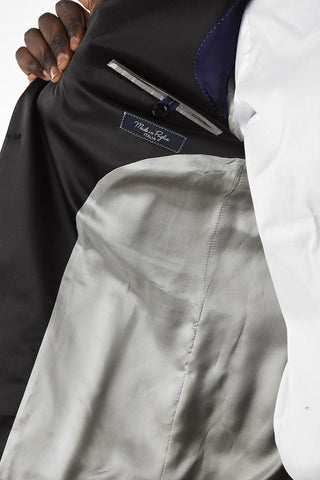 Virgin Wool Two Button Suit Wit Peaked Lapel 