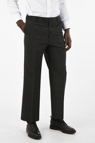 Wool Awning Striped Straight Pants