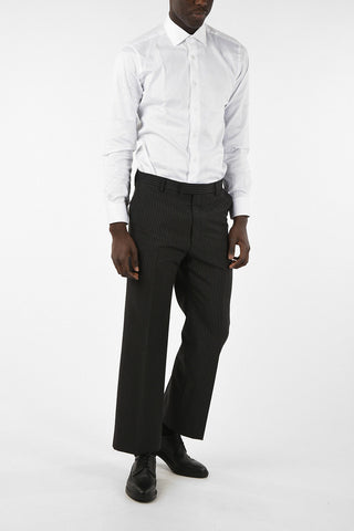 Wool Awning Striped Straight Pants