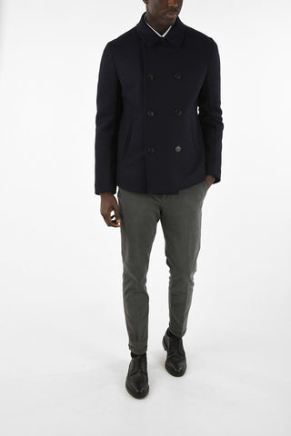 Double Breasted Coat With Jetted Pocket