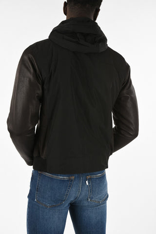 Padded Jacket with Leather Sleeves