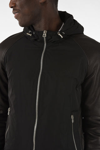 Padded Jacket with Leather Sleeves