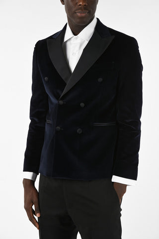 Velvet Double-Breasted Blazer