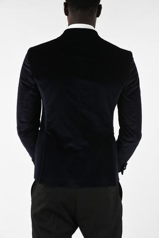 Velvet Double-Breasted Blazer