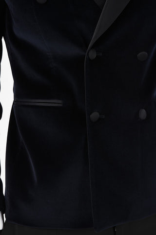 Velvet Double-Breasted Blazer