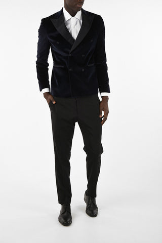 Velvet Double-Breasted Blazer