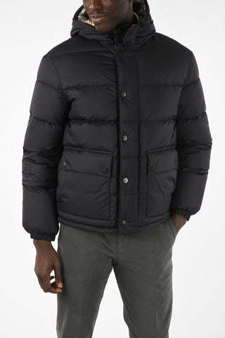 Reversible Hooded Down Jacket with Inner Tartan