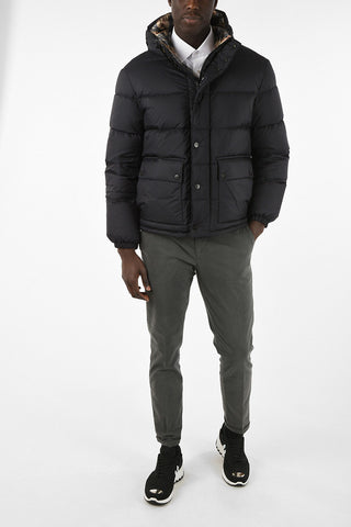 Reversible Hooded Down Jacket with Inner Tartan