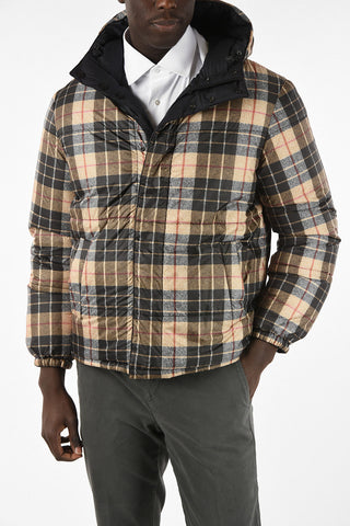 Reversible Hooded Down Jacket with Inner Tartan