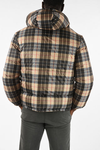 Reversible Hooded Down Jacket with Inner Tartan
