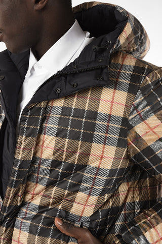 Reversible Hooded Down Jacket with Inner Tartan
