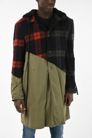 Cappotto Con Dettagli Tartan e Cappuccio 
