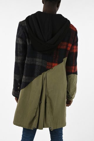 Cappotto Con Dettagli Tartan e Cappuccio 